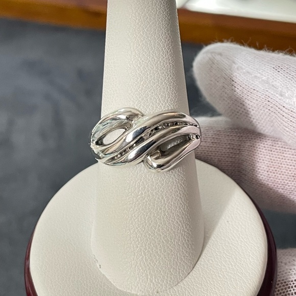 Vintage Sterling silver Modernist Crossover Ring 8.5 - Picture 5 of 8